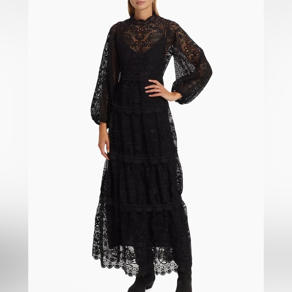 FARM RIO Long Sleeve Guipure Lace Maxi Dress - Picture 11 of 13